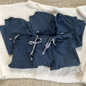 (Set of Three Scrubs) Dark Harbor XXS Tops and XS Jogger Figs Scrub Pants